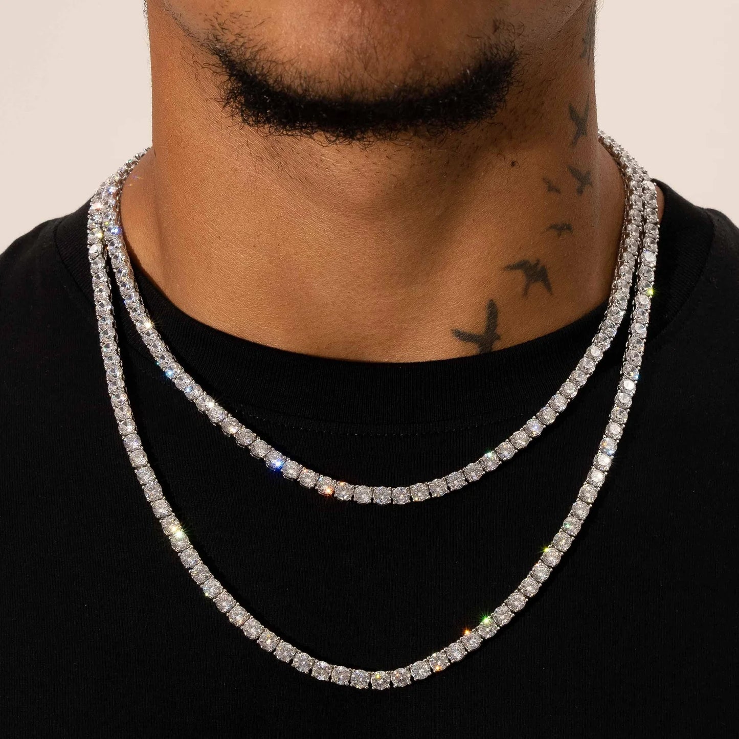 3MM MOISSANITE TENNIS CHAIN - 925 SILVER - D COLOUR - VVS1