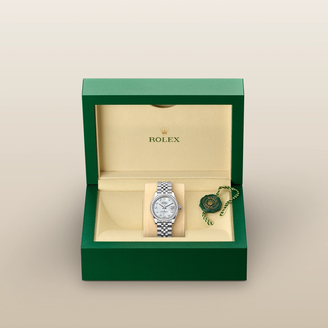 Rolex Datejust 31 Oyster, 31 mm, Oystersteel, white gold and diamonds