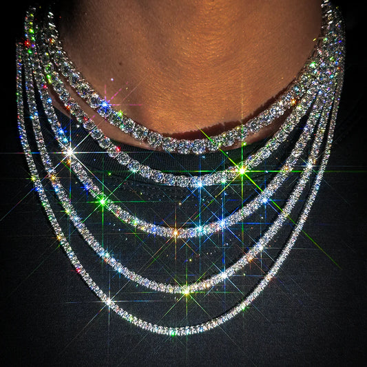 3MM MOISSANITE TENNIS CHAIN - 925 SILVER - D COLOUR - VVS1
