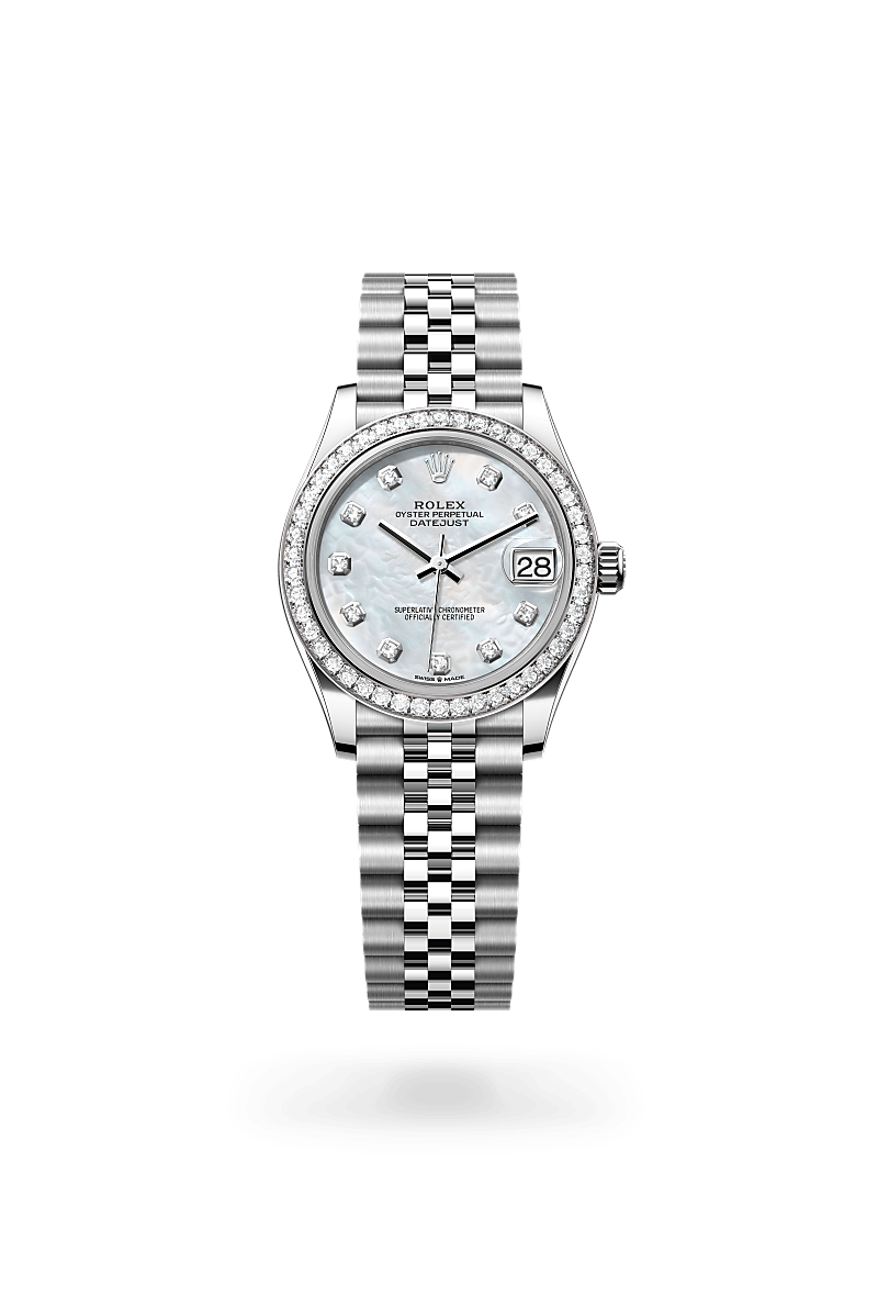 Rolex Datejust 31 Oyster, 31 mm, Oystersteel, white gold and diamonds