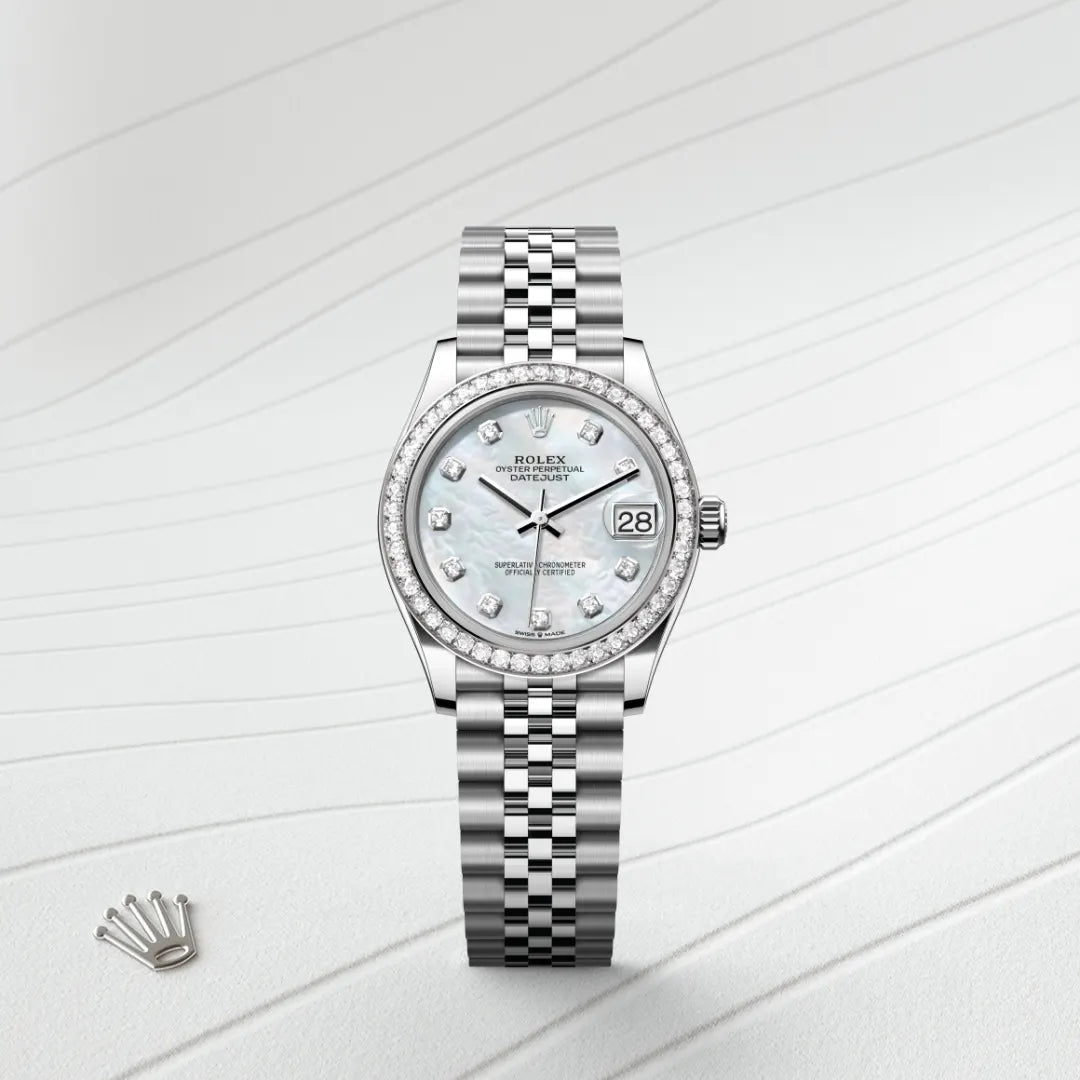 Rolex Datejust 31 Oyster, 31 mm, Oystersteel, white gold and diamonds