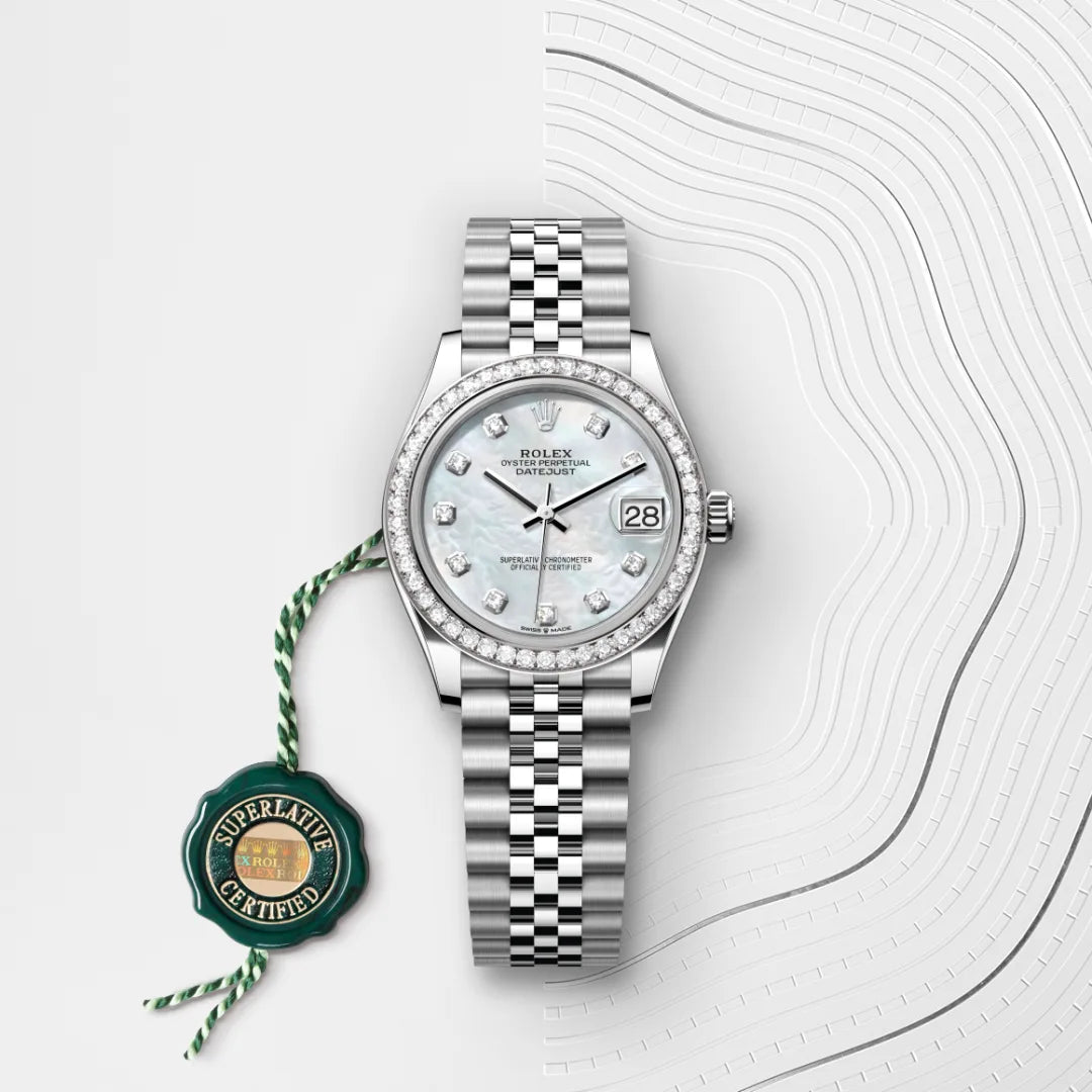 Rolex Datejust 31 Oyster, 31 mm, Oystersteel, white gold and diamonds