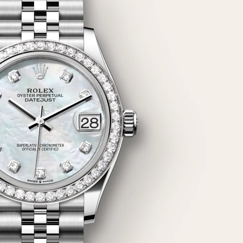 Rolex Datejust 31 Oyster, 31 mm, Oystersteel, white gold and diamonds